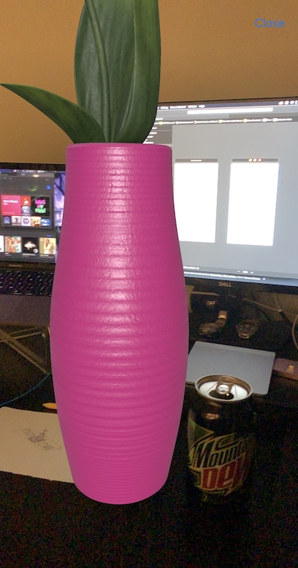 AR Vase on desk